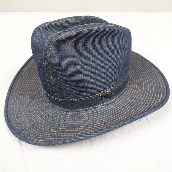 Vintage USA Levi's Denim Rodeo Cowboy Hat Size 7 3/8 Western 1970s - Picture 1 of 10
